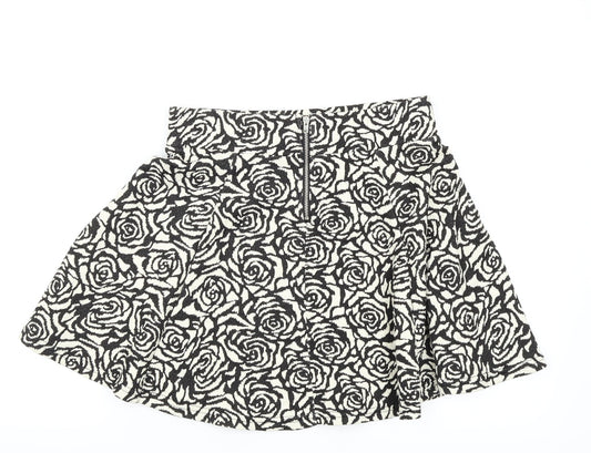 H&M Womens White Floral  A-Line Skirt Size 8