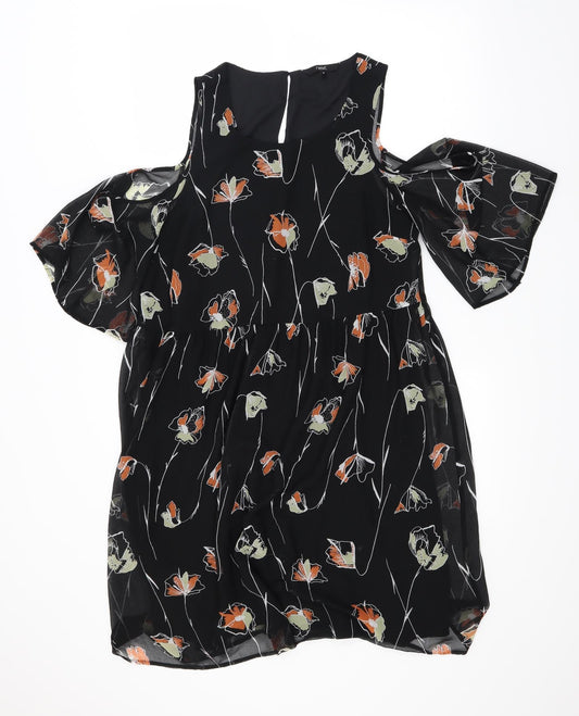 NEXT Womens Black Floral Fit & Flare Size 12 - internal slip