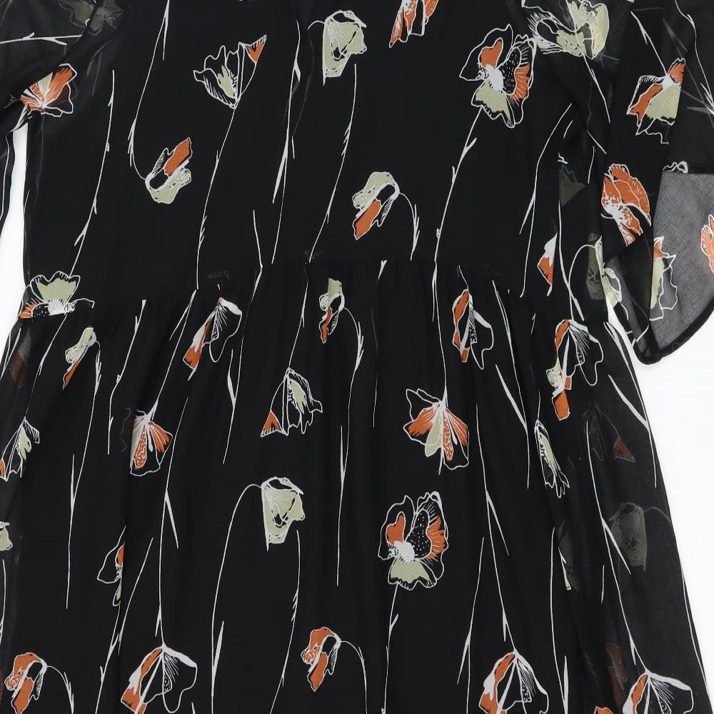 NEXT Womens Black Floral Fit & Flare Size 12 - internal slip