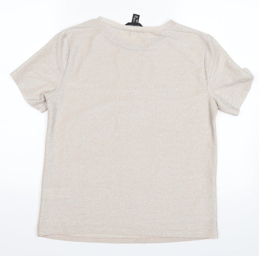 Womens UK Size 12 New Look Silver Basic Polo