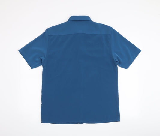 Mens UK Size S Jonathan Adams Blue Button-Up Short Sleeve Casual Shirt