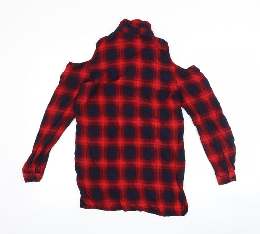 Womens UK Size S Cherry Koko Red Basic Button-Up