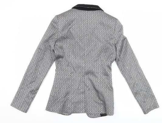 Dorothy Perkins Womens Silver Geometric Jacket Suit Jacket Size 8