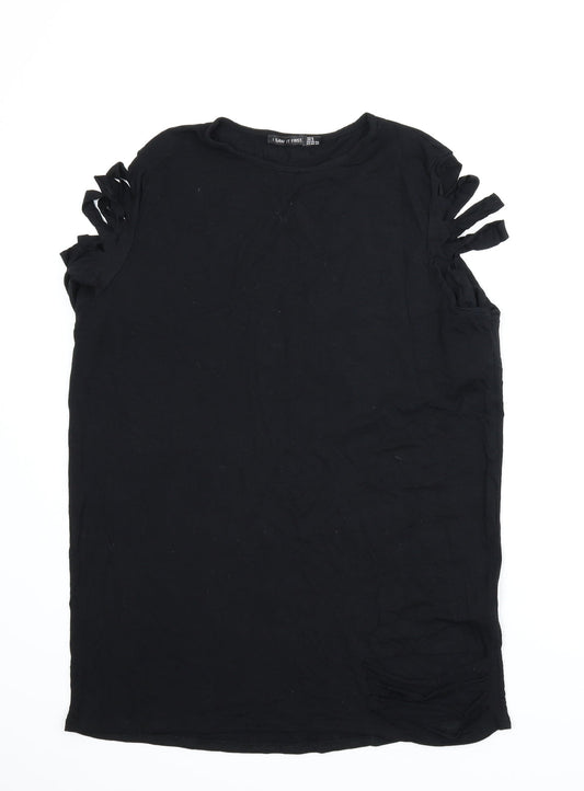 Womens UK Size 8 I SAW IT FIRST Black Tunic T-Shirt