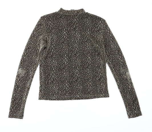 Primark Womens Brown Animal Print Basic T-Shirt Size XS