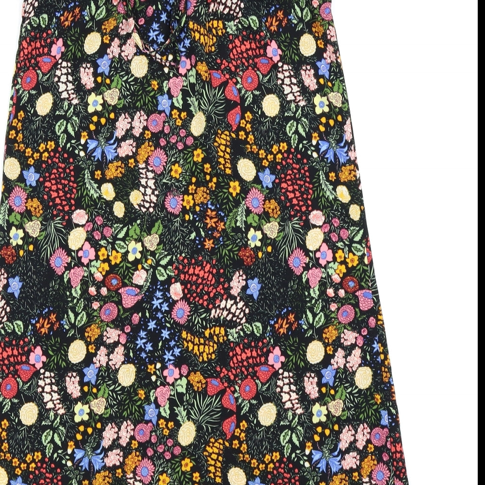 Only Womens Black Floral Fit & Flare Size 6