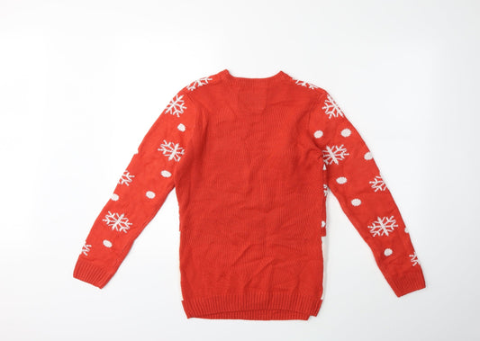 Preworn Mens Red Knit Pullover Jumper Size M - chrismtas