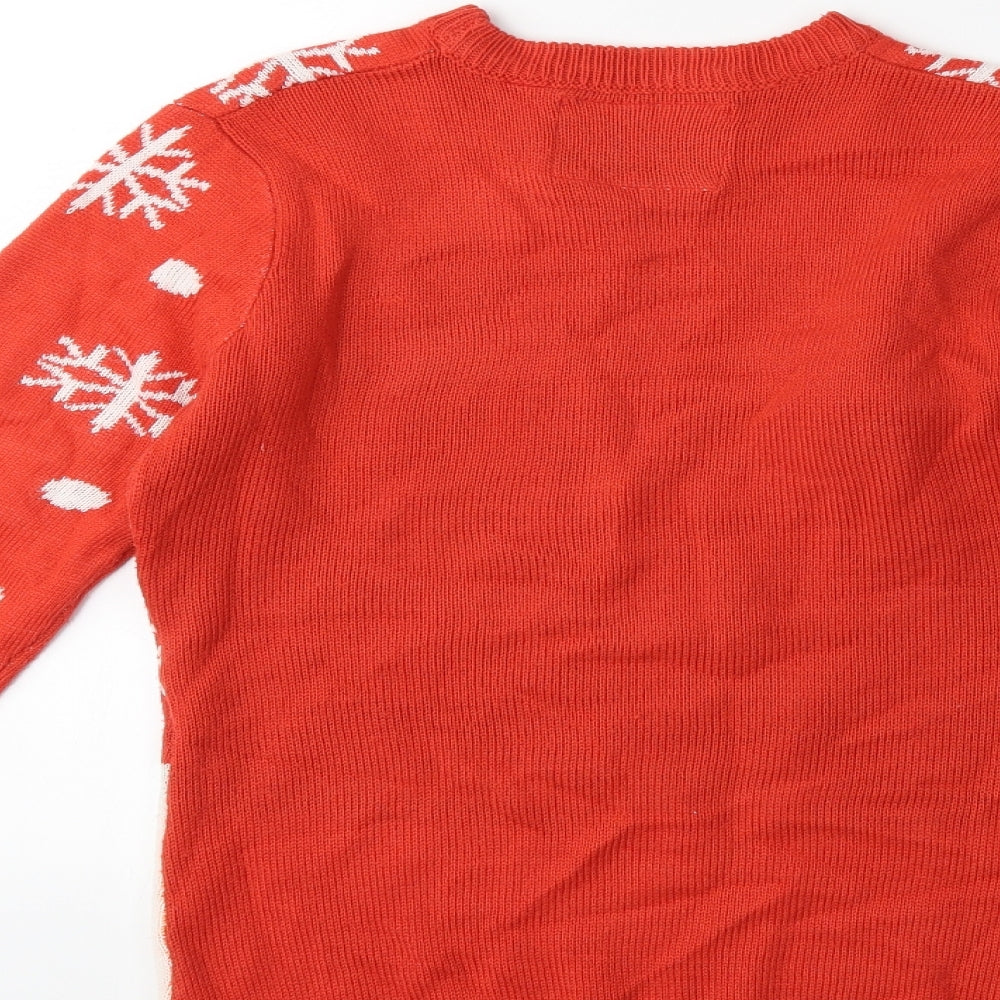 Preworn Mens Red Knit Pullover Jumper Size M - chrismtas