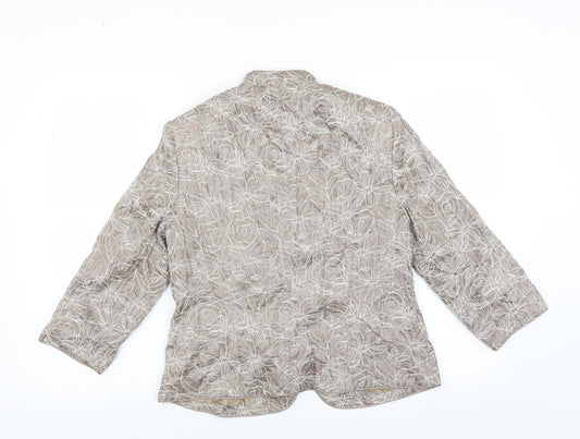 Country Casuals Womens Beige Floral Jacket Suit Jacket Size 12