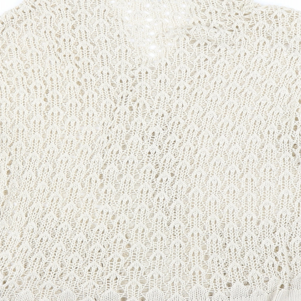 Internacionale Womens Beige Cardigan Jumper Size 16 - Open knit