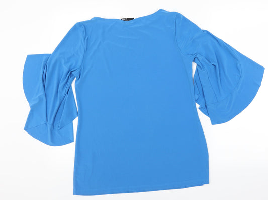 Attitudes Womens Blue Basic Blouse Size M