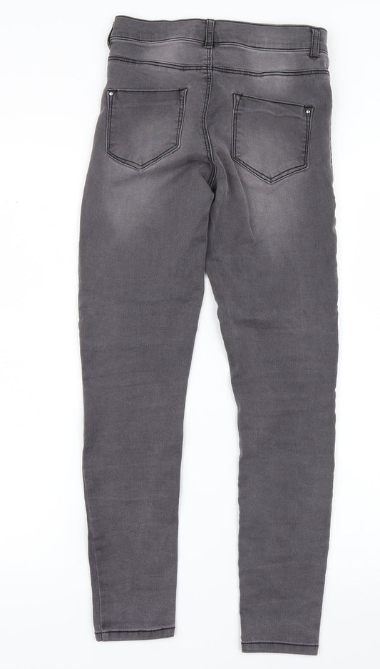 Dorothy Perkins Womens Grey  Denim Straight Jeans Size 8 L26 in