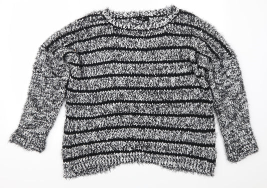 Klass Womens Grey Striped Pullover Jumper Size L