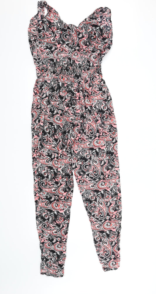 Select Womens Black Geometric  Jumpsuit One-Piece Size 8