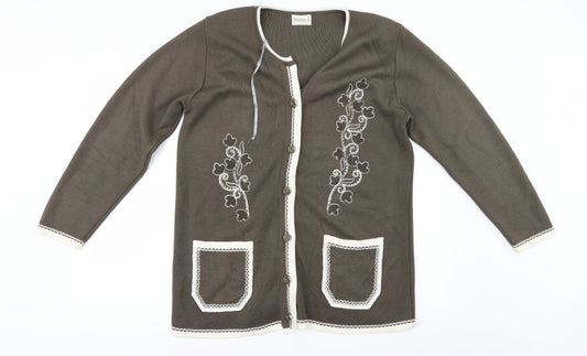 Roman Womens Brown Cardigan Jumper Size M