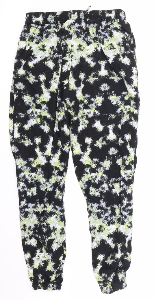 Warehouse Womens Black Argyle/Diamond Cargo Trousers Size 8