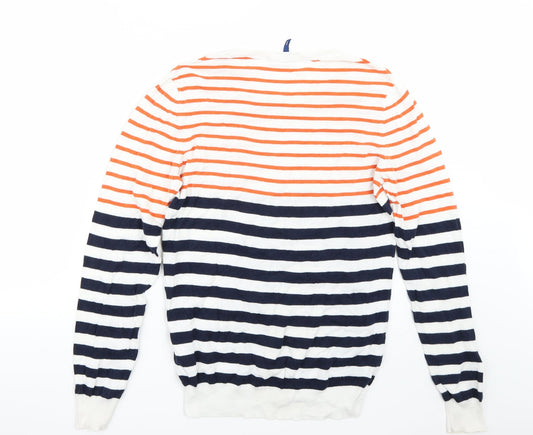 H&M Mens White Striped Pullover Jumper Size M