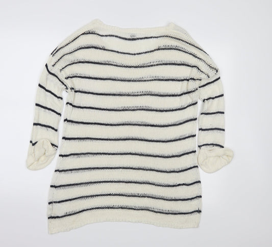 ESMARA Womens Ivory Striped Knit Pullover Jumper Size 12