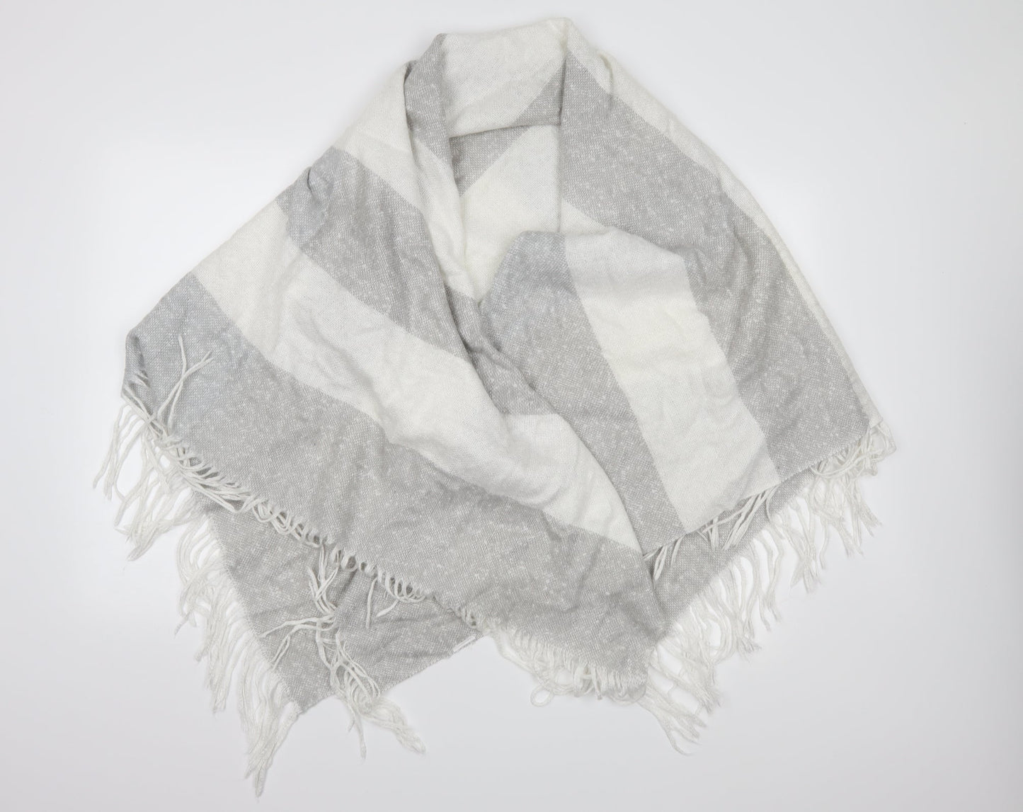 Preworn Womens Grey Striped Knit Shawl/Wrap