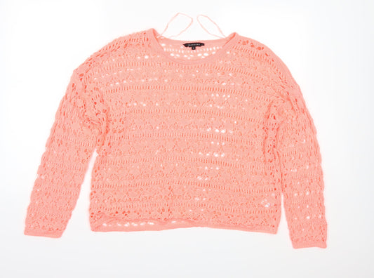 Peacocks Womens Orange Knit Pullover Jumper Size M