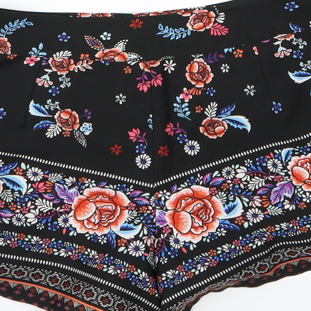 New Look Girls Black Floral Chiffon Sailor Shorts Size 10 Years