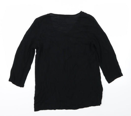 DASH Womens Black Floral Basic Blouse Size 10