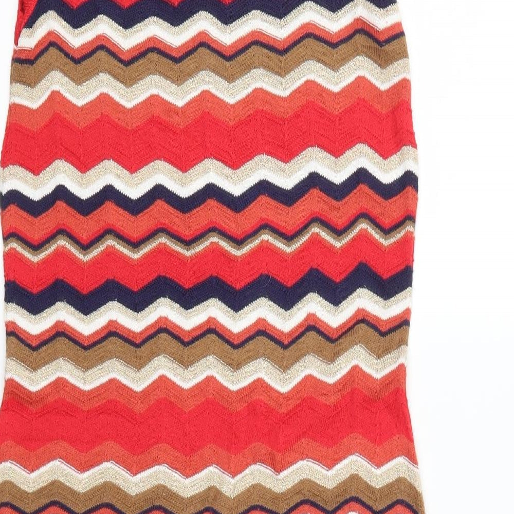 Dorothy Perkins Womens Red Striped A-Line Size 8