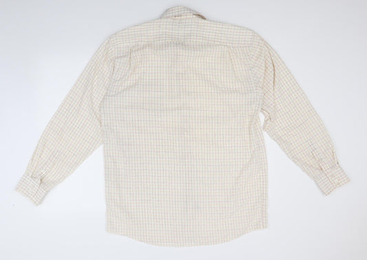 Mens UK Size L Ex Club Ivory Button-Up Long Sleeve Casual Shirt