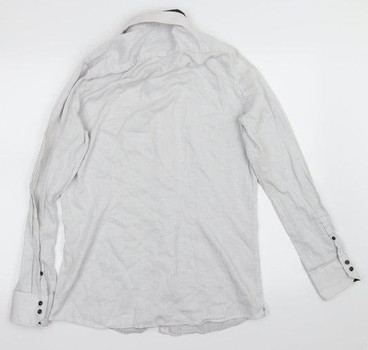 Mens UK Size M NEXT White Button-Up Long Sleeve Casual Shirt