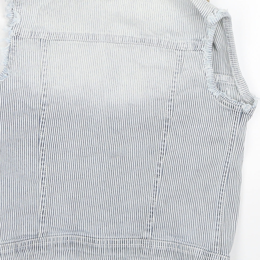 Xhilaration Womens Blue Striped Denim Jacket Size 6