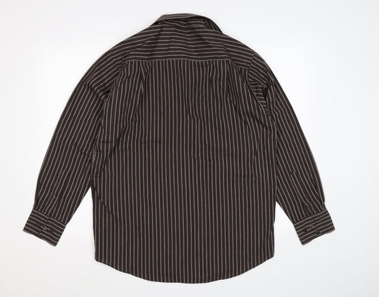 Taylor & Wright Mens Brown Striped Dress Shirt Size 15.5