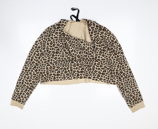H&M Womens Beige Animal Print Pullover Hoodie Size L