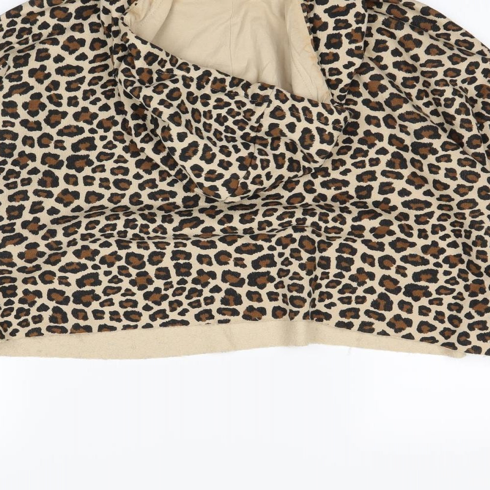 H&M Womens Beige Animal Print Pullover Hoodie Size L