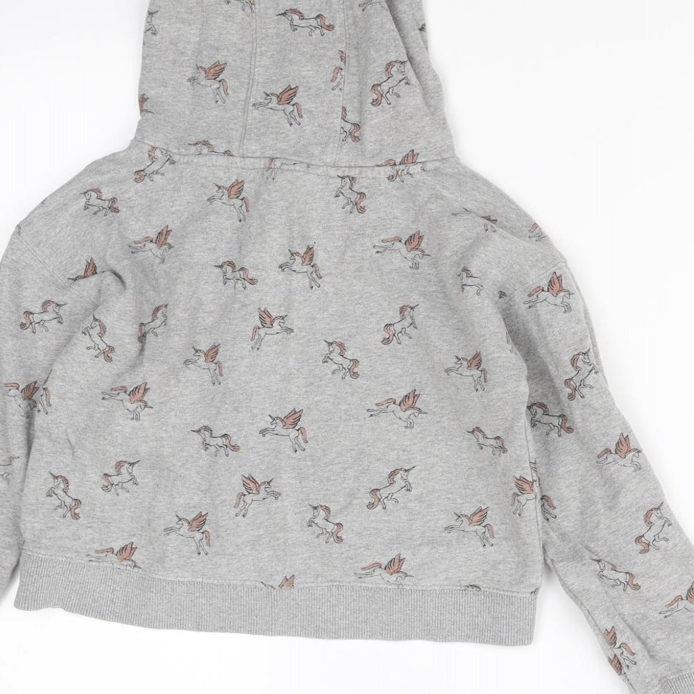 NEXT Girls Grey Animal Print Pullover Hoodie Size 10 Years