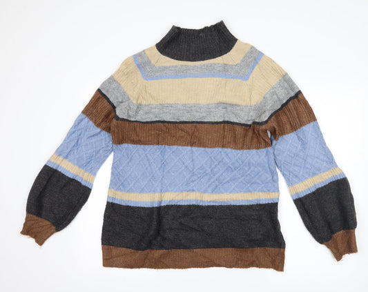 Warehouse Womens Grey Striped Pullover Jumper Size 10