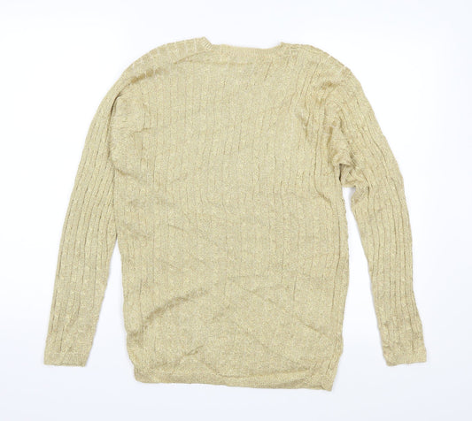Jumper Womens Gold Knit Pullover Jumper Size M