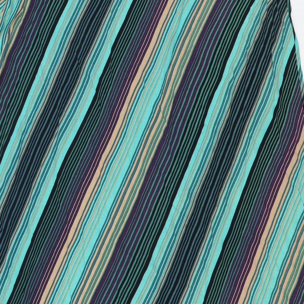 Marks and Spencer Womens Green Striped A-Line Skirt Size 16