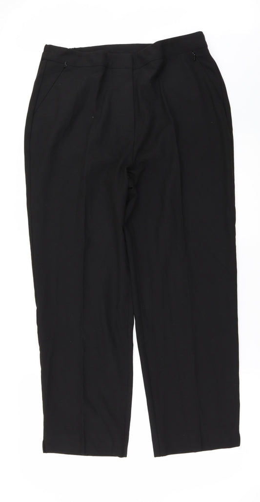 Womens UK Size 14 Classic Regular Fit Black Trousers