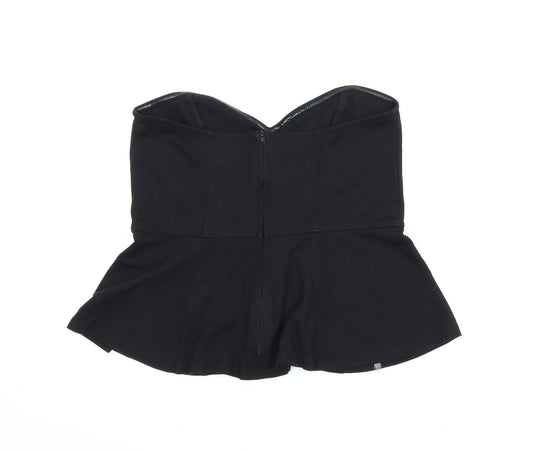 Womens UK Size M H&M Black Cropped Blouse