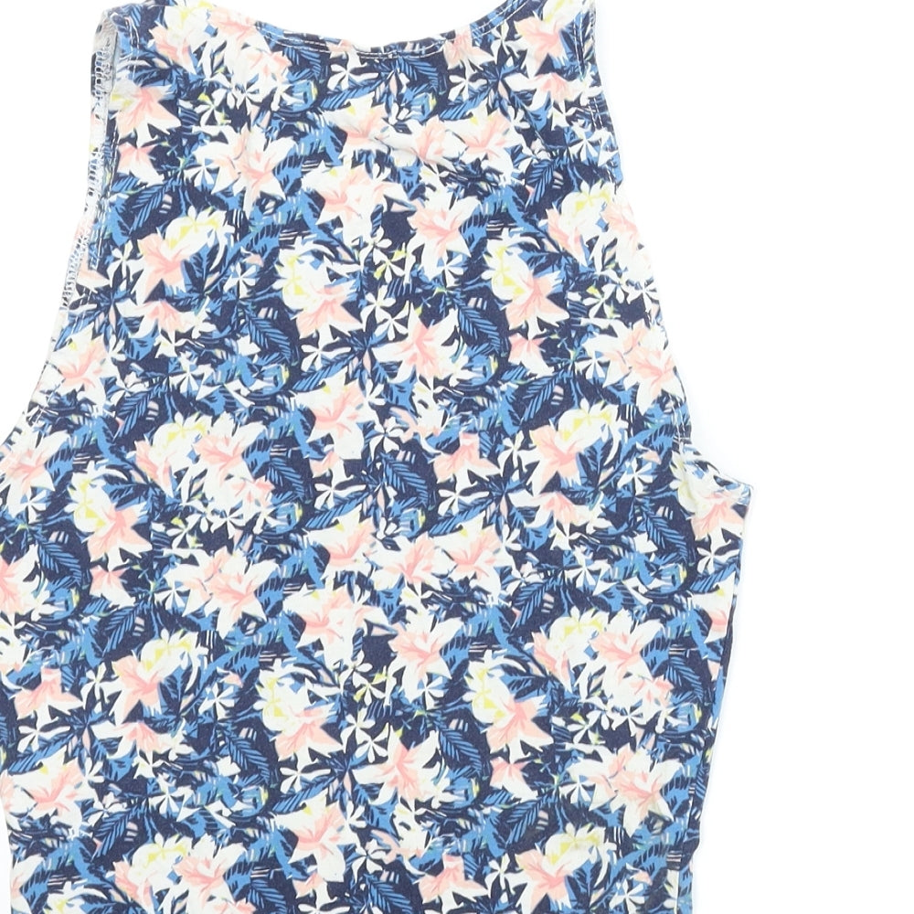 New Look Girls Blue Floral Basic Tank Size 10-11 Years
