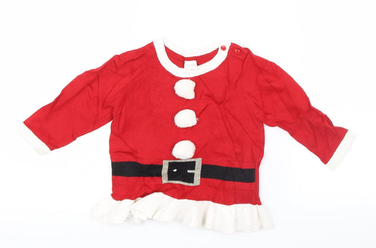 H&M Girls Red Geometric Shirt Dress Size 6-9 Months - Christmas