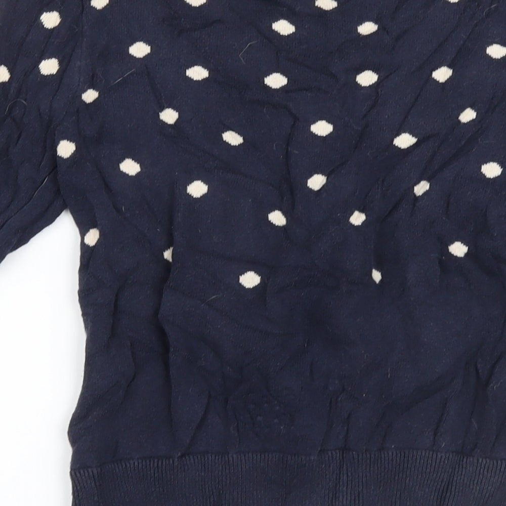 Warehouse Womens Blue Polka Dot Knit Cardigan Jumper Size 8