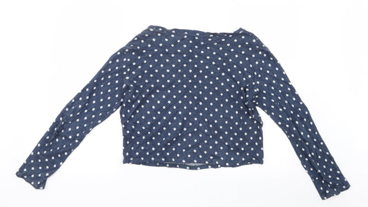 Cooperative Womens Blue Polka Dot Knit Pullover Jumper Size S