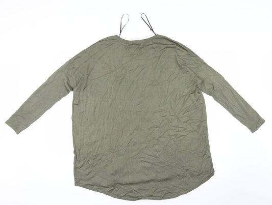 Womens UK Size 4 H&M Green Basic T-Shirt