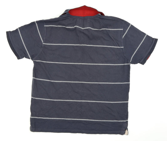 Asda George Mens Blue Striped   Polo Size M