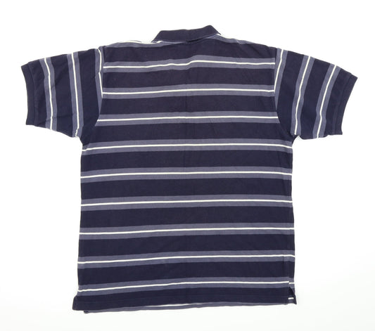 Hi-Tec Mens Blue Striped Polo Size M