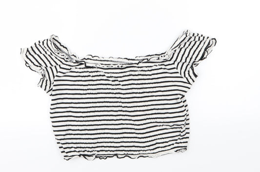 Womens UK Size 14 New Look Black Cropped T-Shirt