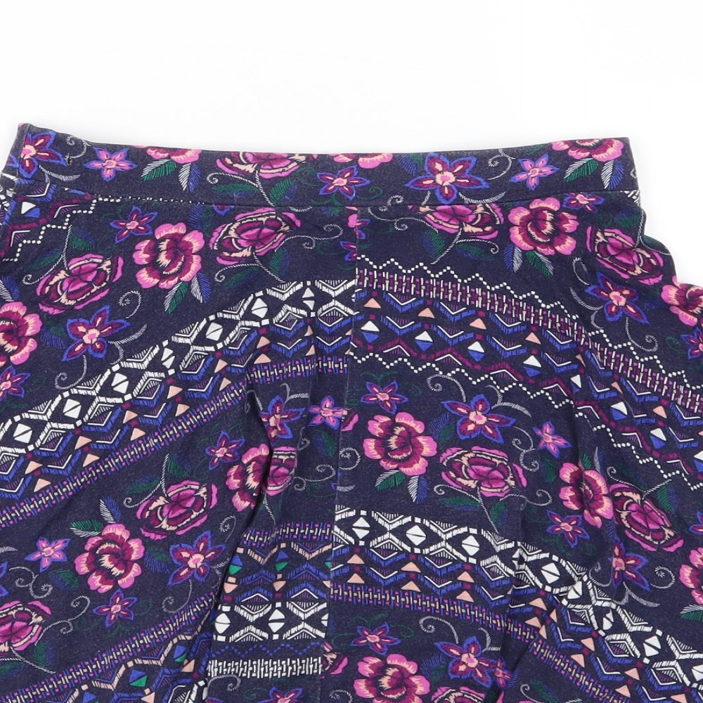 Young Dimension Girls Purple Floral Jersey A-Line Skirt Size 10-11 Years