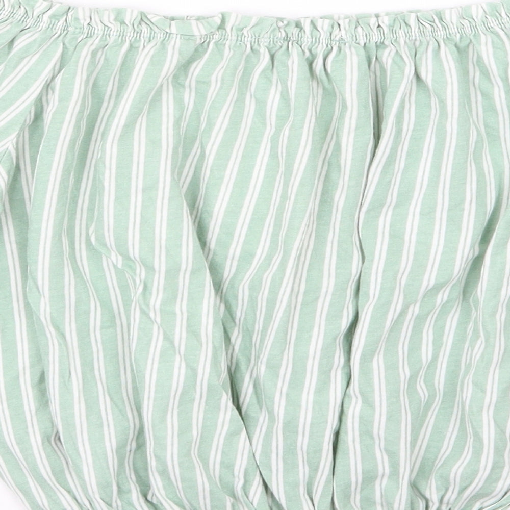 Primark Womens Green Striped Jersey Basic T-Shirt Size 16