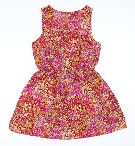 Chelsea Girl Womens Pink Geometric Skater Dress Size 12